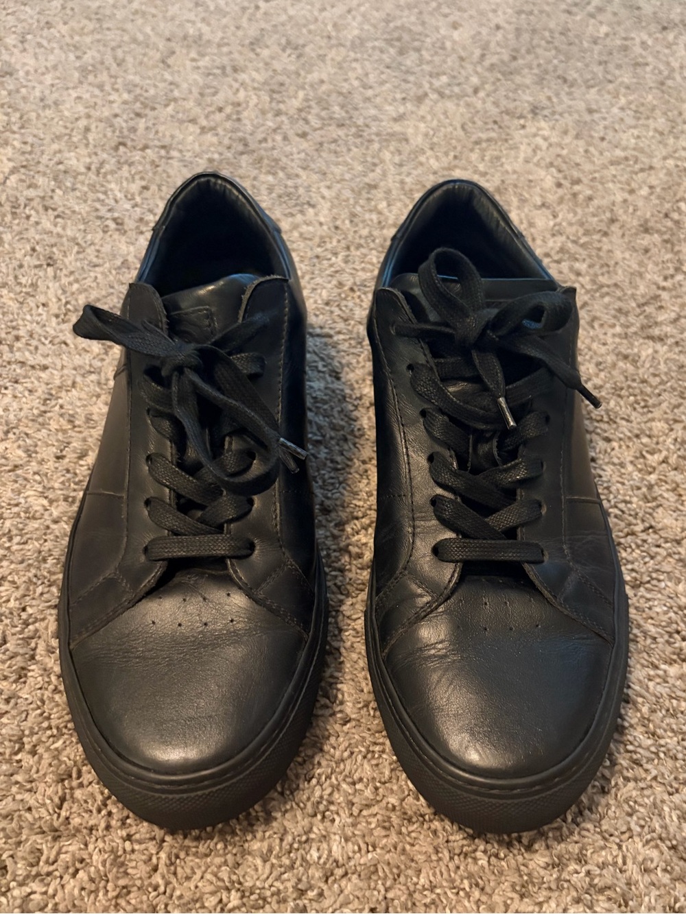 Men's Black Leather Low-Top Sneakers